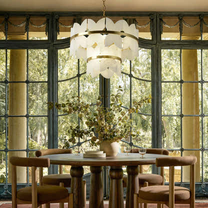 Cloudscape Alabaster Brass 2-Layer Chandelier 22"D