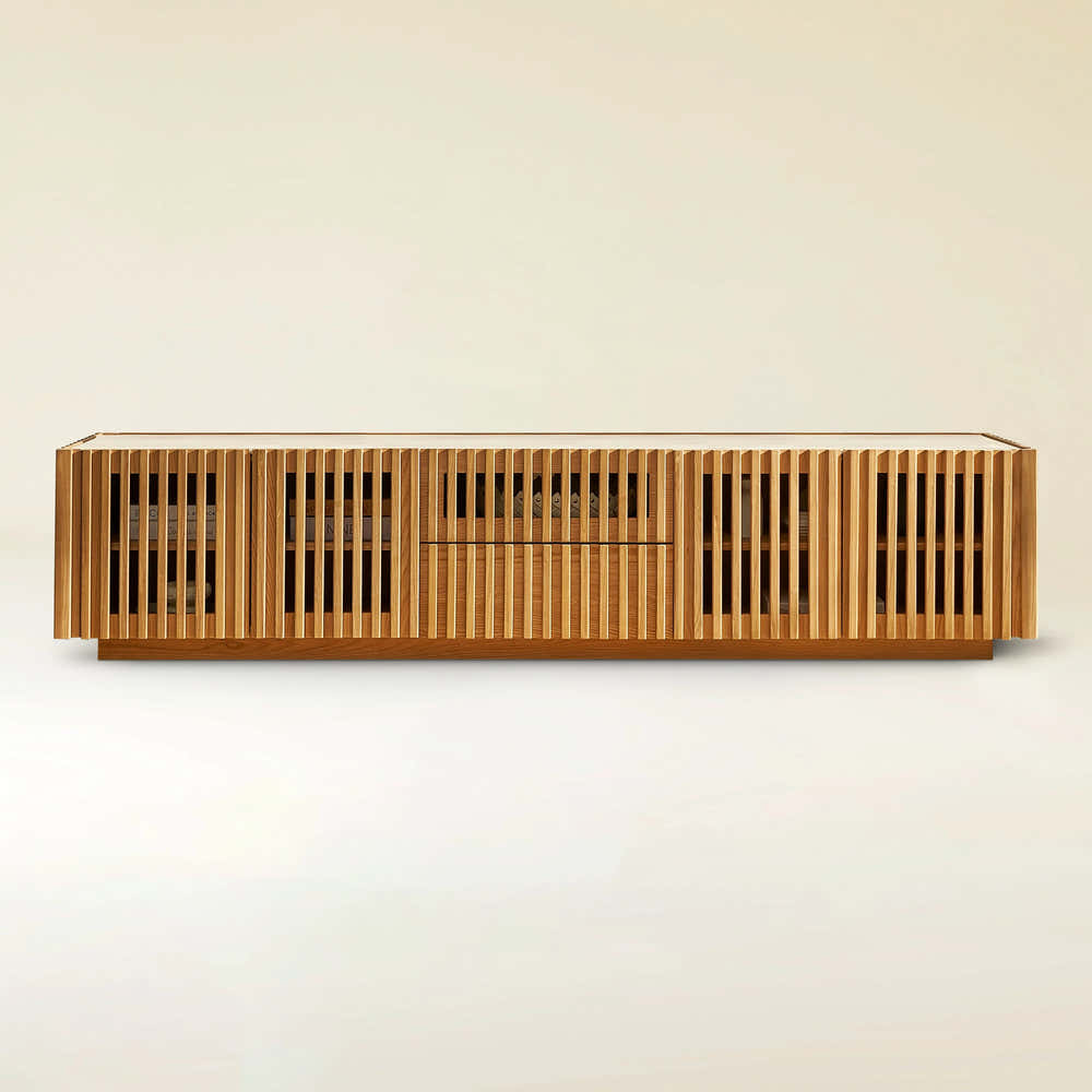 Isla Oak Sintered Stone Media Console 80"