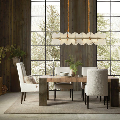 Cloudscape Alabaster Single-Tier Brass Chandelier 39″W