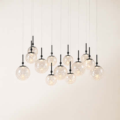 Elowen Crackled Glass Cluster Rectangular Chandelier