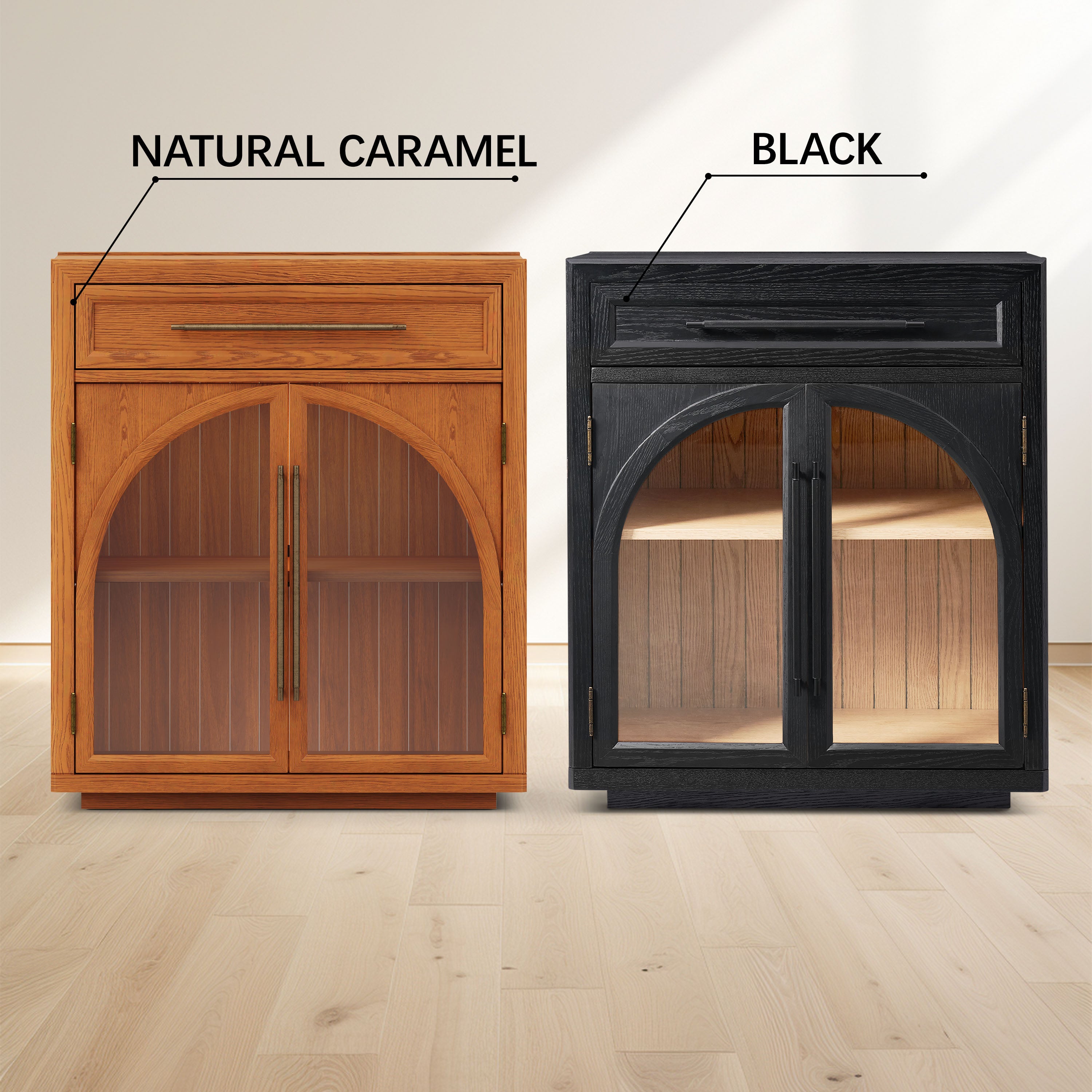 Alvar Arched 32" Oak Storage Cabinet with Drawers