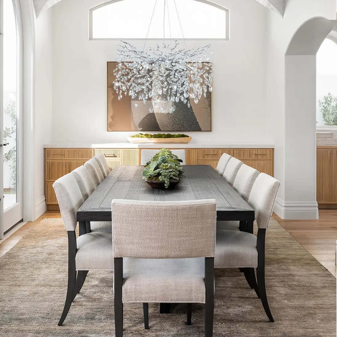 Frostleaf Crystal Cascade Branch Round Chandelier 30"D