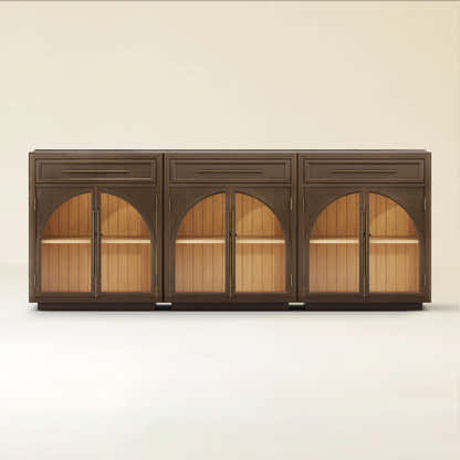 Alvar Arched 94.5" Oak Sideboard with Drawers(Set of 3)