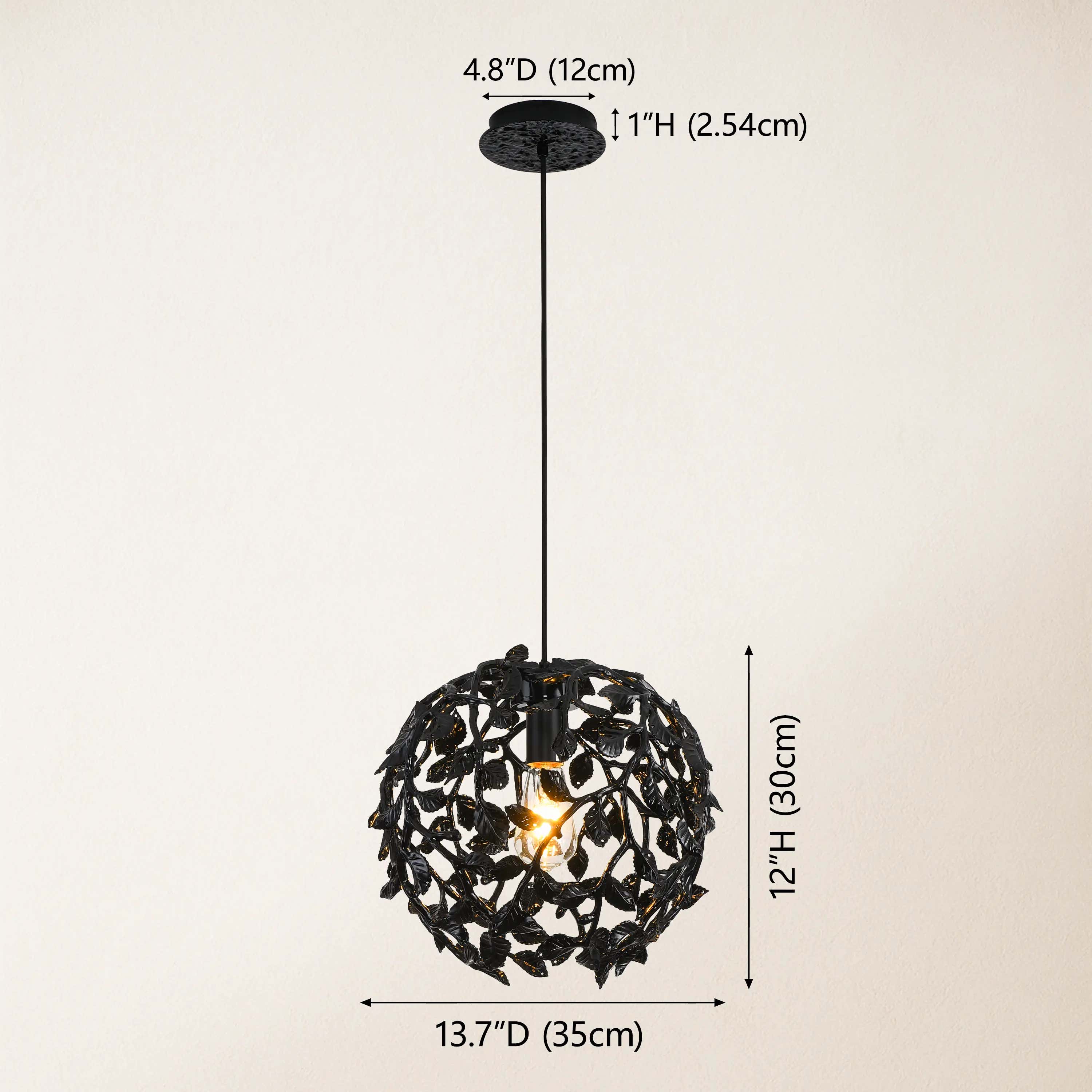 Elara Black Spherical Cage Chandelier  14"D