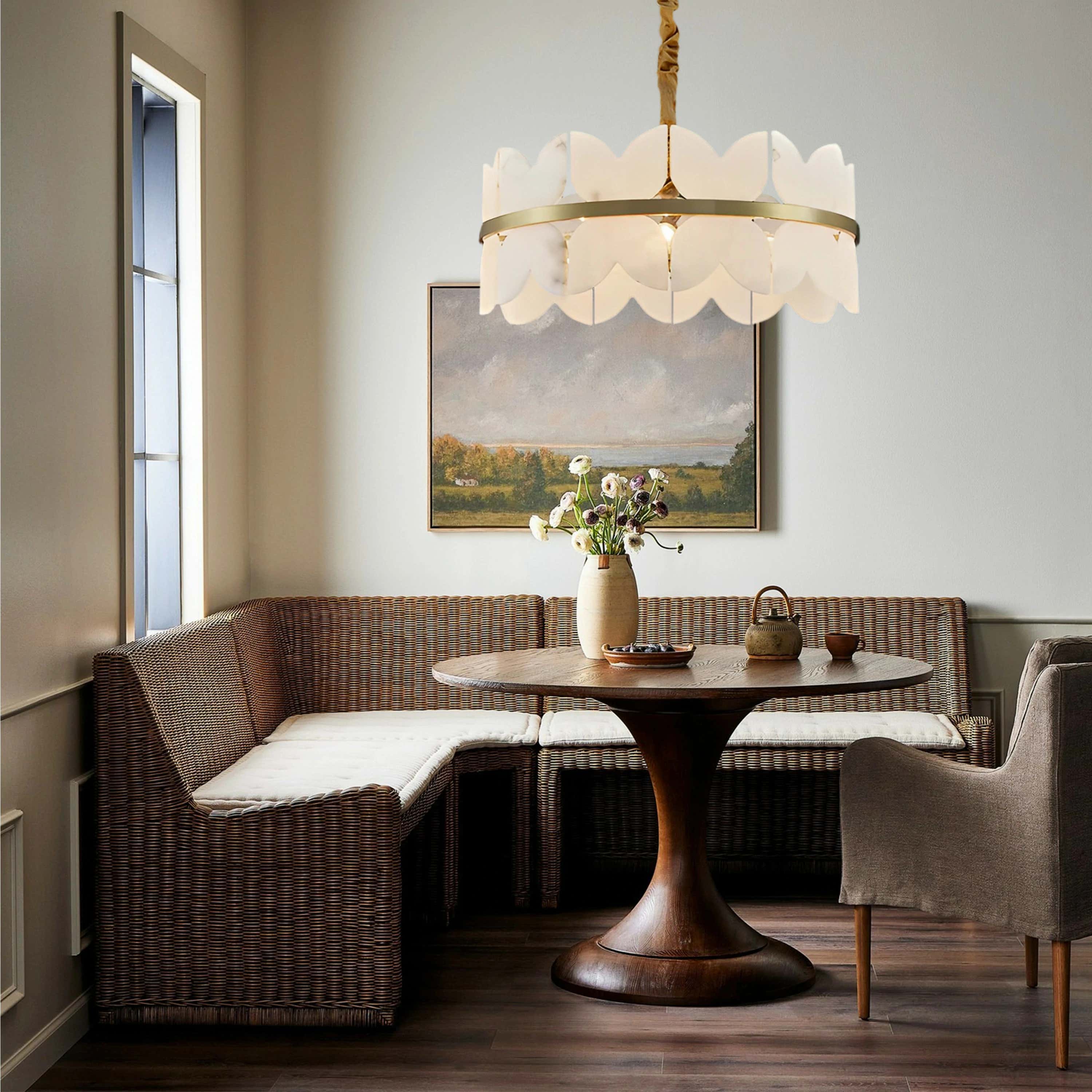 Cloudscape Alabaster Brass 1-Layer Chandelier 32"D