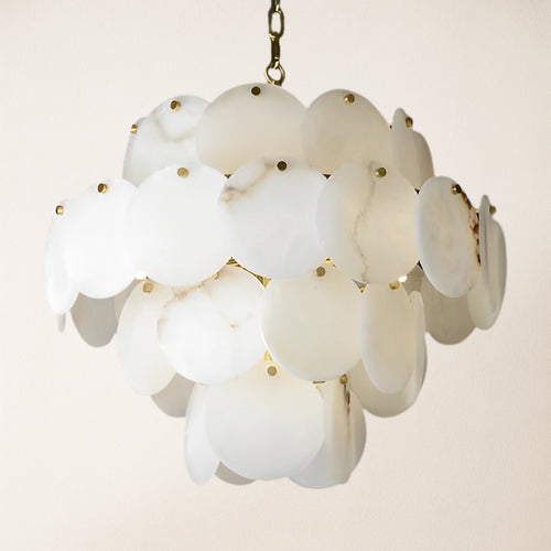 Egwent Alabaster Dish Magnolia Multi-Tiered Round Chandelier 23"D