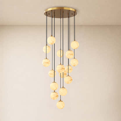 Solindra Resin Alabaster Texture Globe Cascade Chandelier