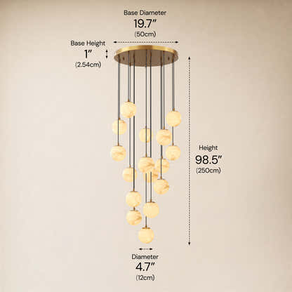 Solindra Resin Alabaster Texture Globe Cascade Chandelier