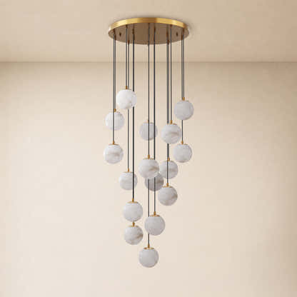 Solindra Resin Alabaster Texture Globe Cascade Chandelier