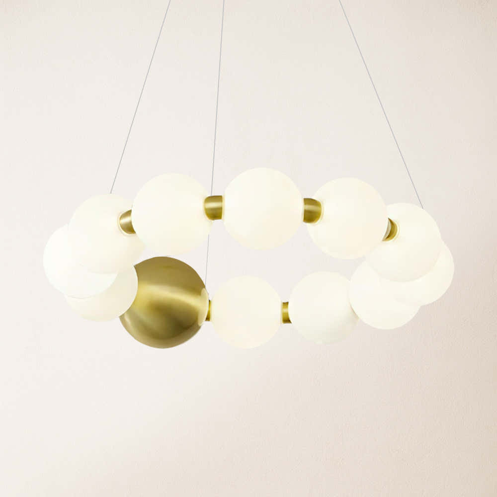 Velora Pearl Bead Round Chandelier 16.5"D