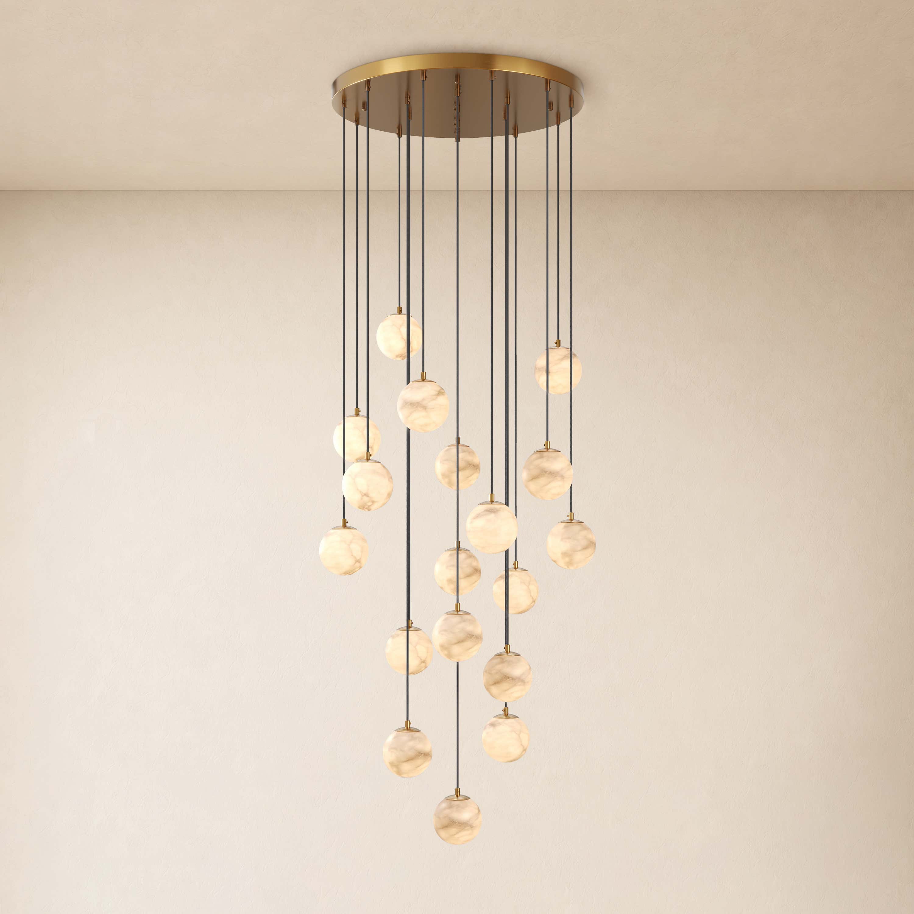 Solindra Resin Alabaster Texture Globe Cascade Chandelier