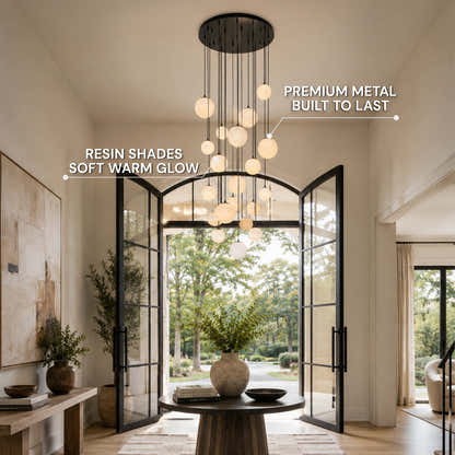 Elviora Resin Alabaster Globe Round Chandelier