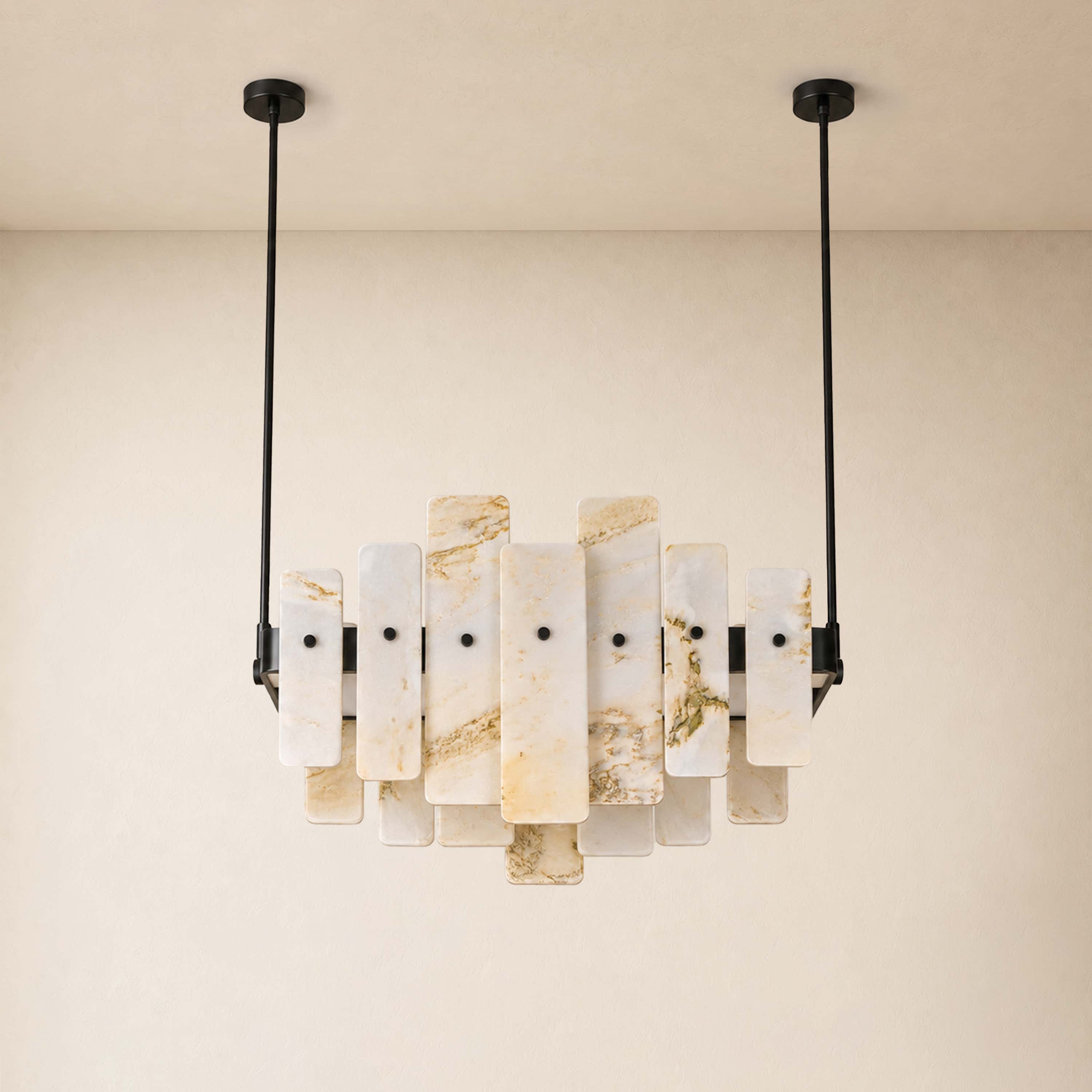 Pietra White Marble Panel Chandelier 27.5"W