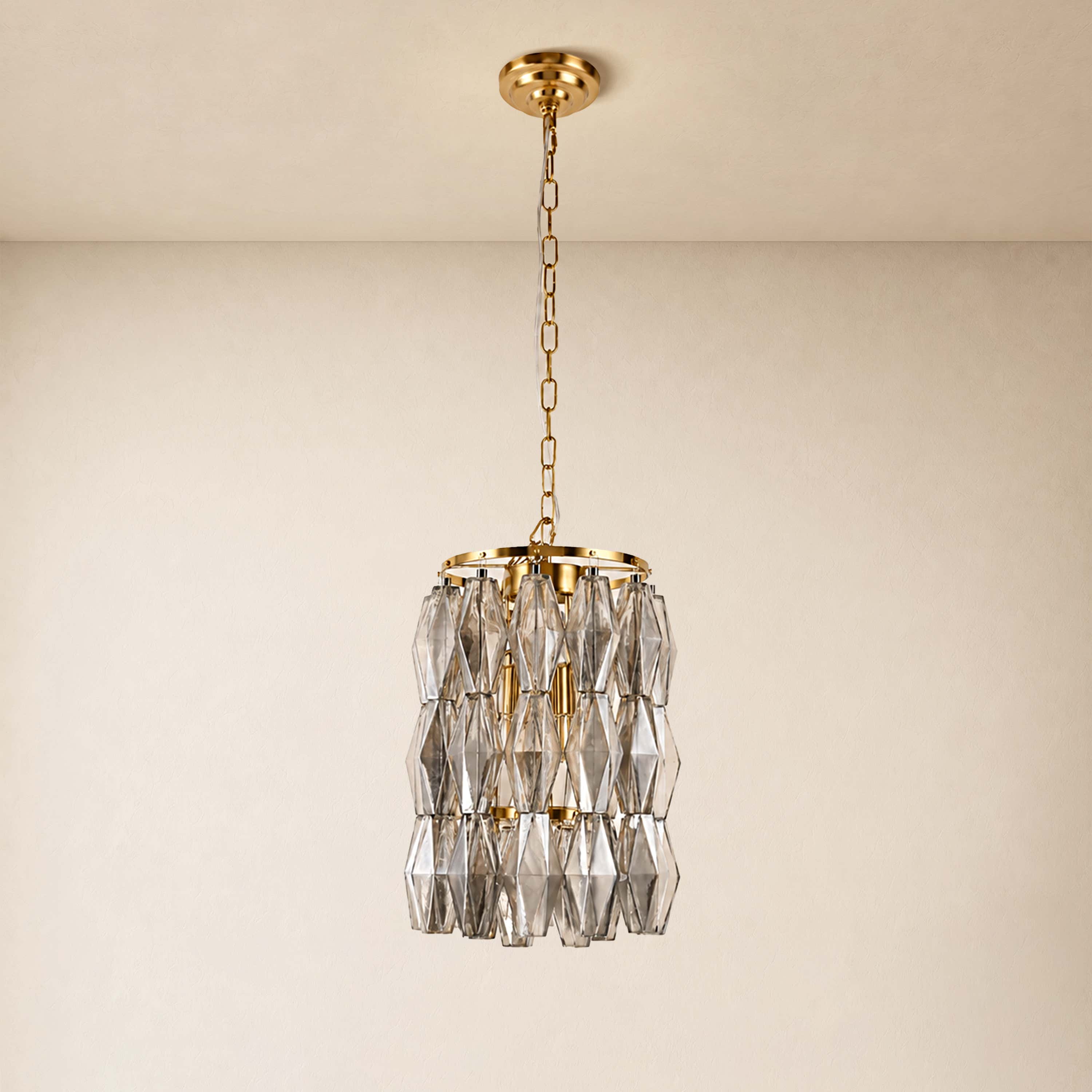 Celestial Drop Glass Cylinder Chandelier 11.8"D