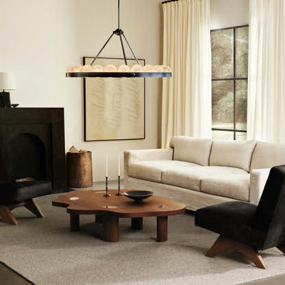 Nami Alabaster Global Suter Chandelier 46"D#Finish_Gold