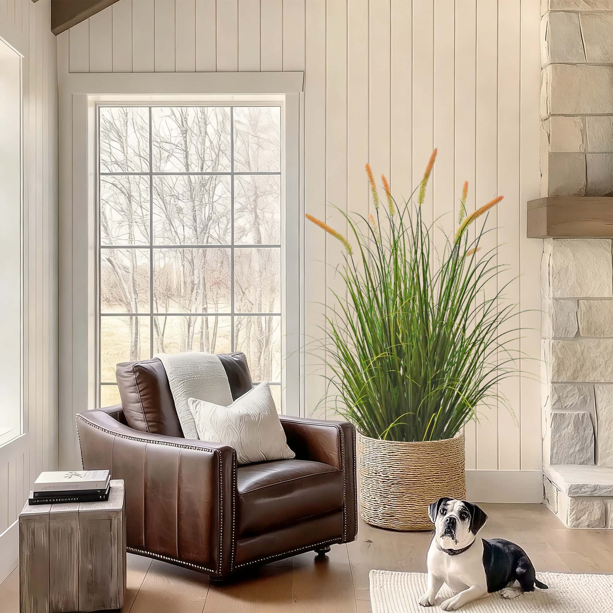 Artificial 8-Head Long Cat Tail with Curved Onion Grass Bonsai 140cm H