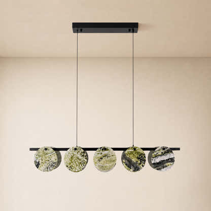 Pietra Green Marble Disc Linear Chandelier 47.2"W