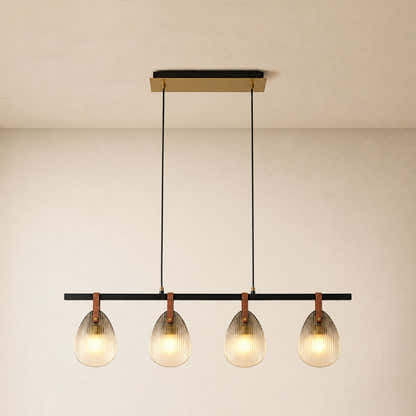 Veyra Shell Glass Leather Linear Chandelier 37"D