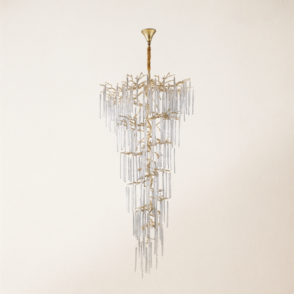 Ice Strip Modern Crystal Tree Branch Staircase Chandelier 95"