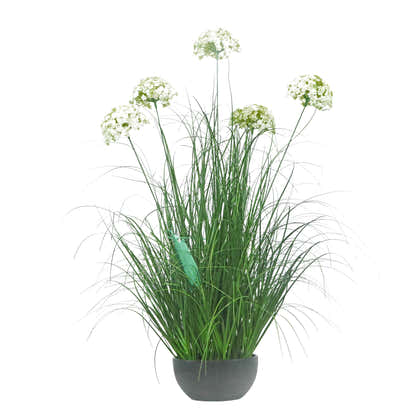 Artificial 5-Head Hydrangea with Curved Onion Grass Bonsai 90cm H