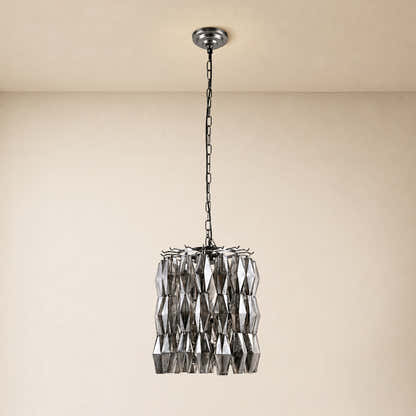 Celestial Drop Glass Cylinder Chandelier 15.7"D
