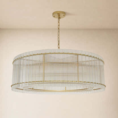 Solvayne Ribbed Glass Round Chandelier 48"D
