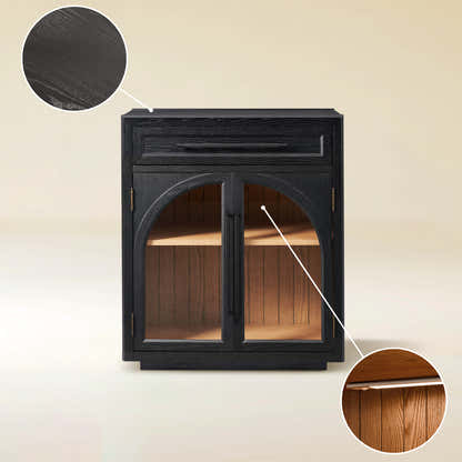 Alvar Arched 62.9" Oak Sideboard with Drawers(Set of 2)