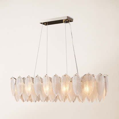 Avelis Glass Feather Linear Chandelier 40"W