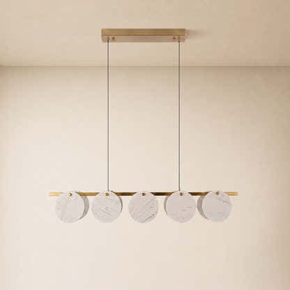 Pietra White Marble Disc Linear Chandelier 47.2"W