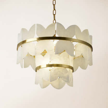 Cloudscape Alabaster Brass 2-Layer Chandelier 22"D