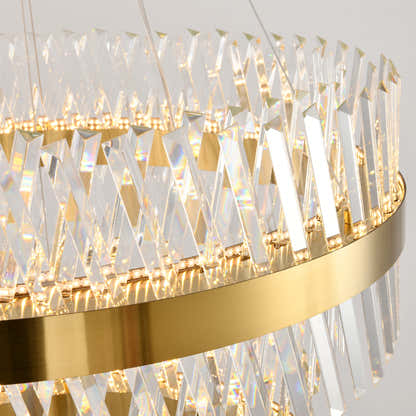 Vetro Prism Crystal 2-Tier Round Chandelier 40"D+32"D