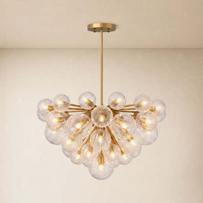 Elowen Crackled Glass Cluster Round Chandelier 24" 35"D
