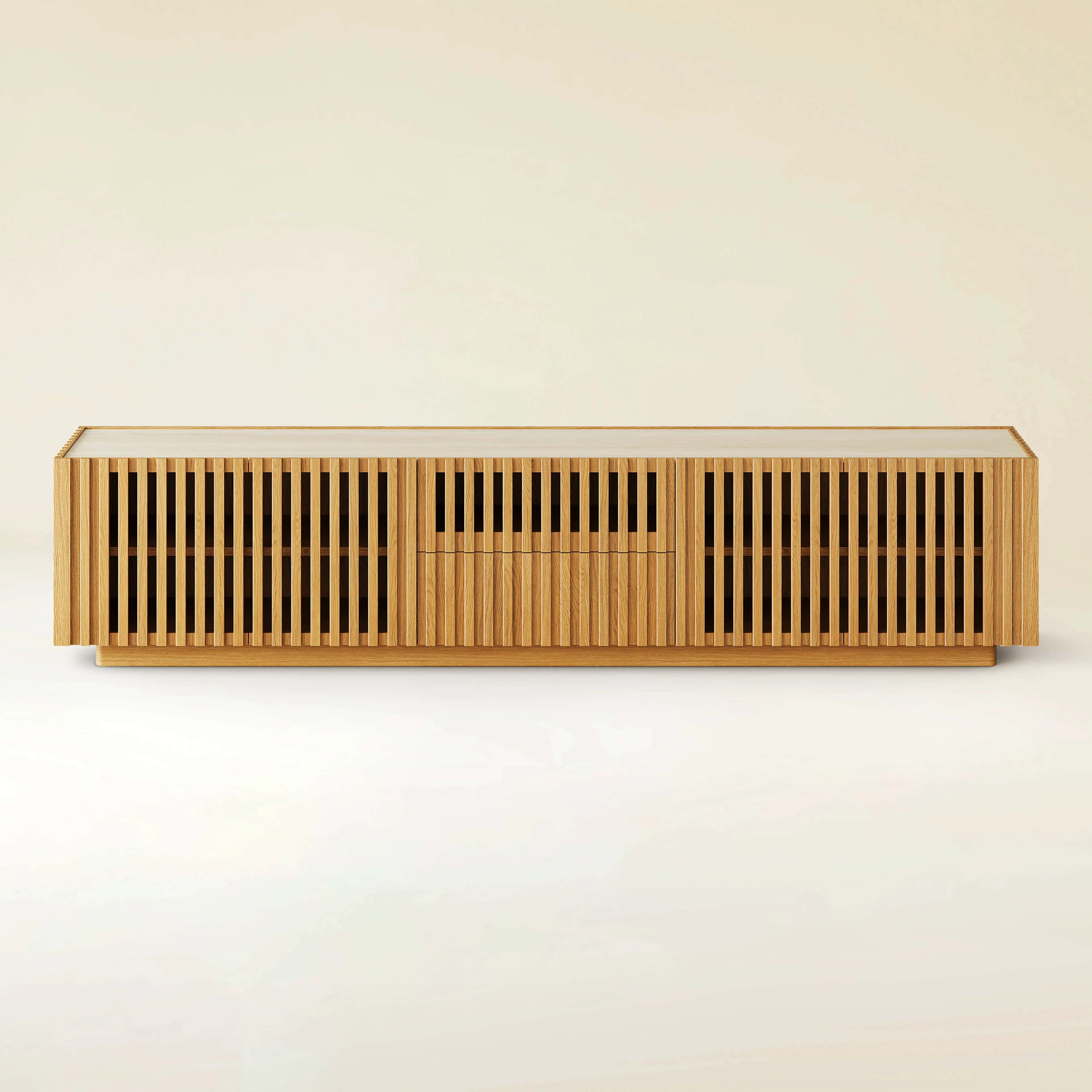 Isla Oak Sintered Stone Media Console 80"