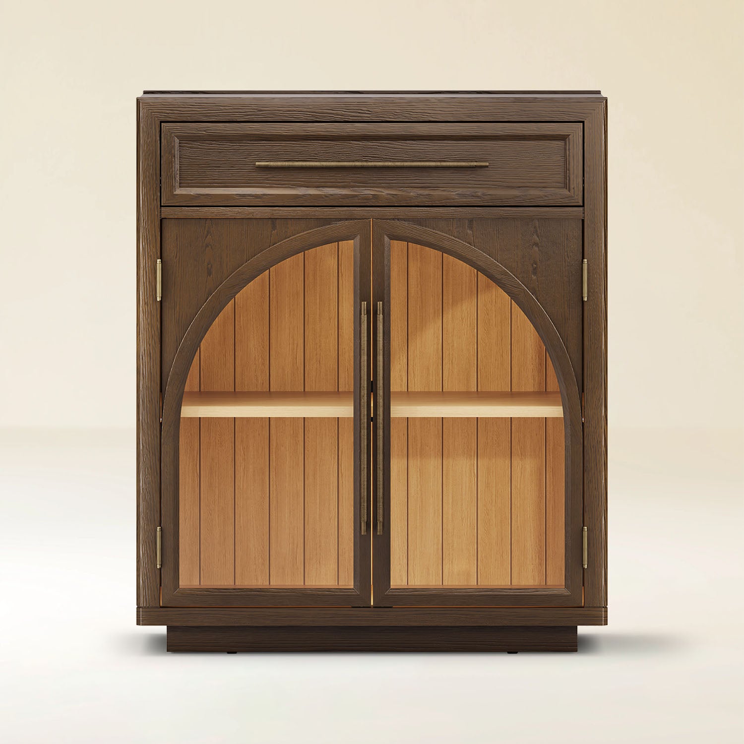 Alvar Arched 32" Oak Storage Cabinet with Drawers