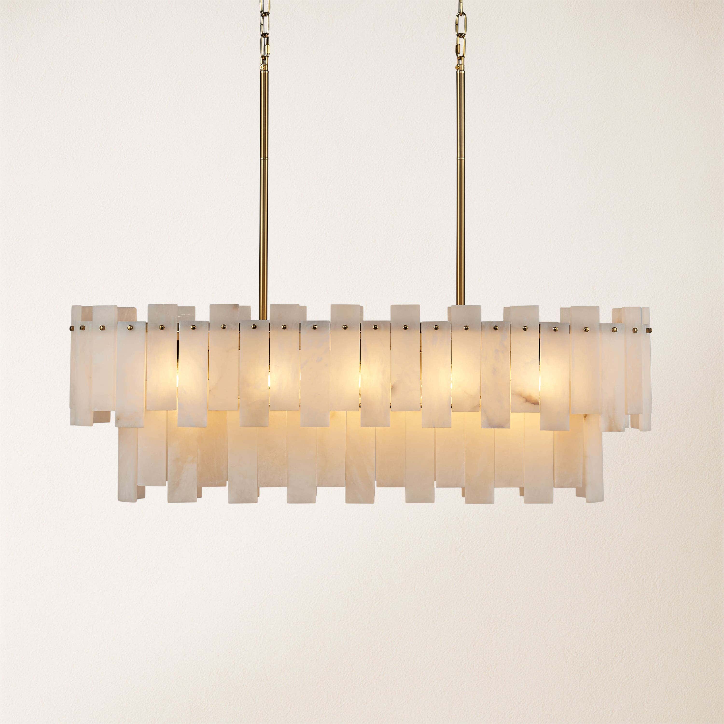 Nivislight Alabaster 2-Tier Rectangular Chandelier 40"D
