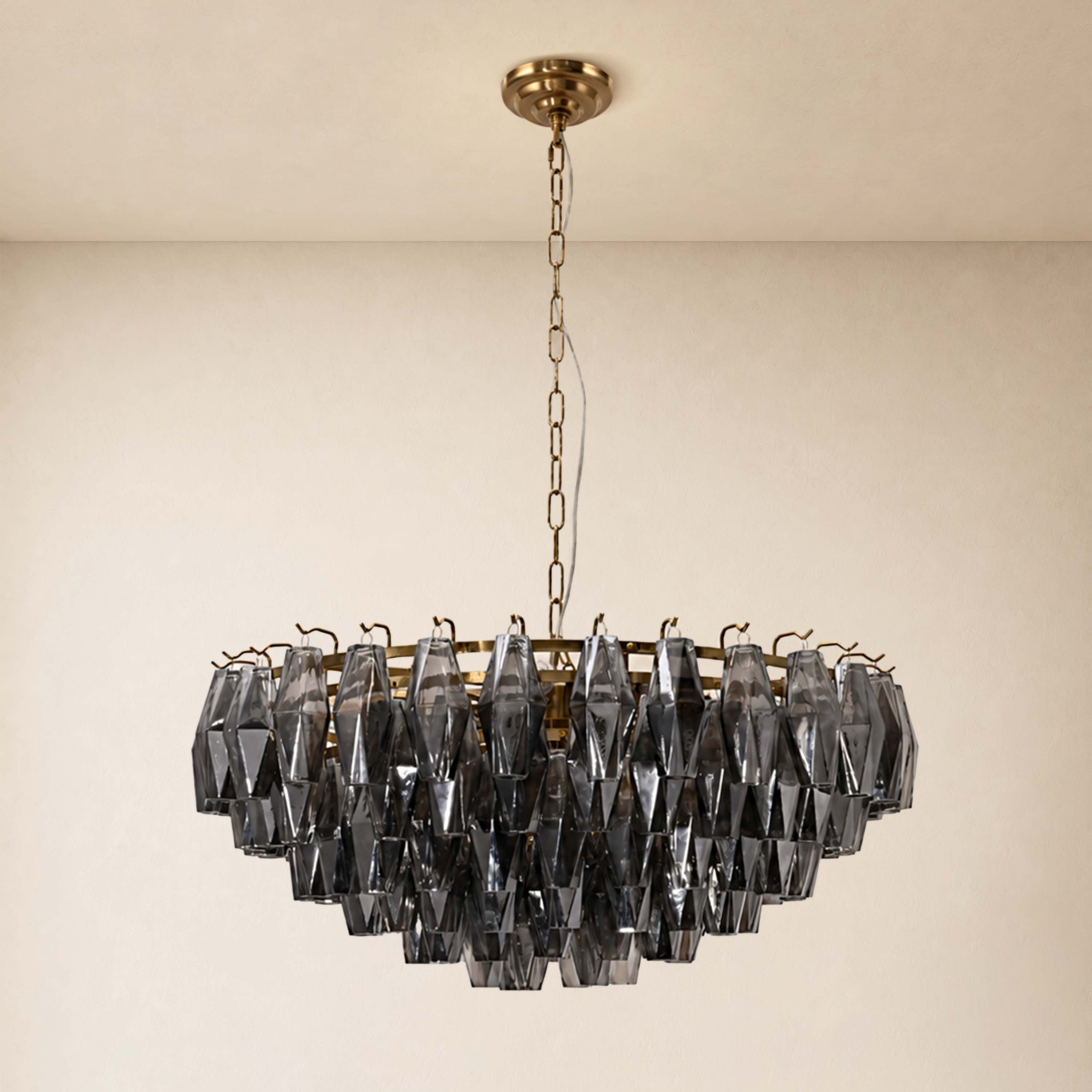 Celestial Drop Smoked Crystal Round Chandelier 31.4"D