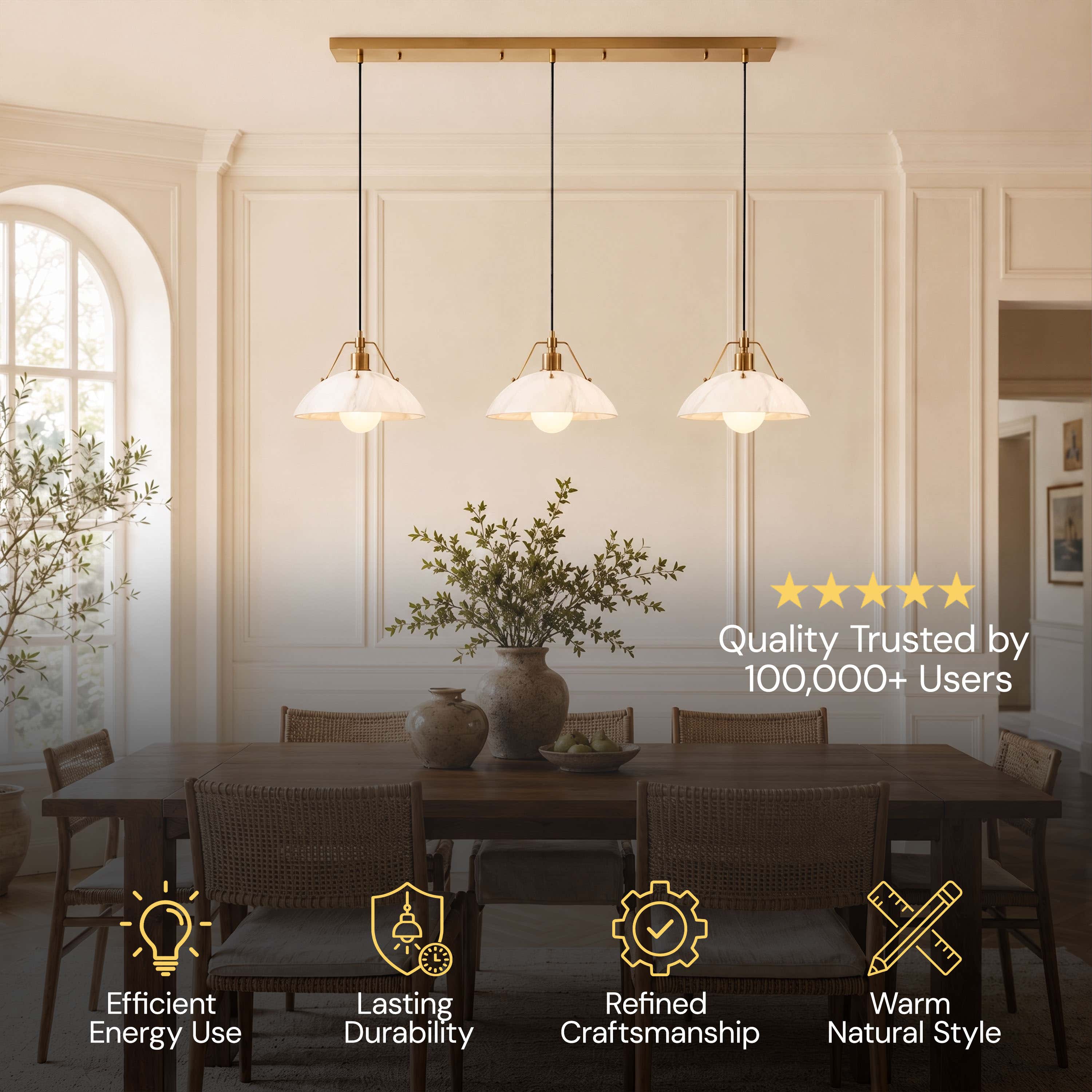 Aurevyn Resin Resin Alabaster Texture Multi-Light Linear Pendant