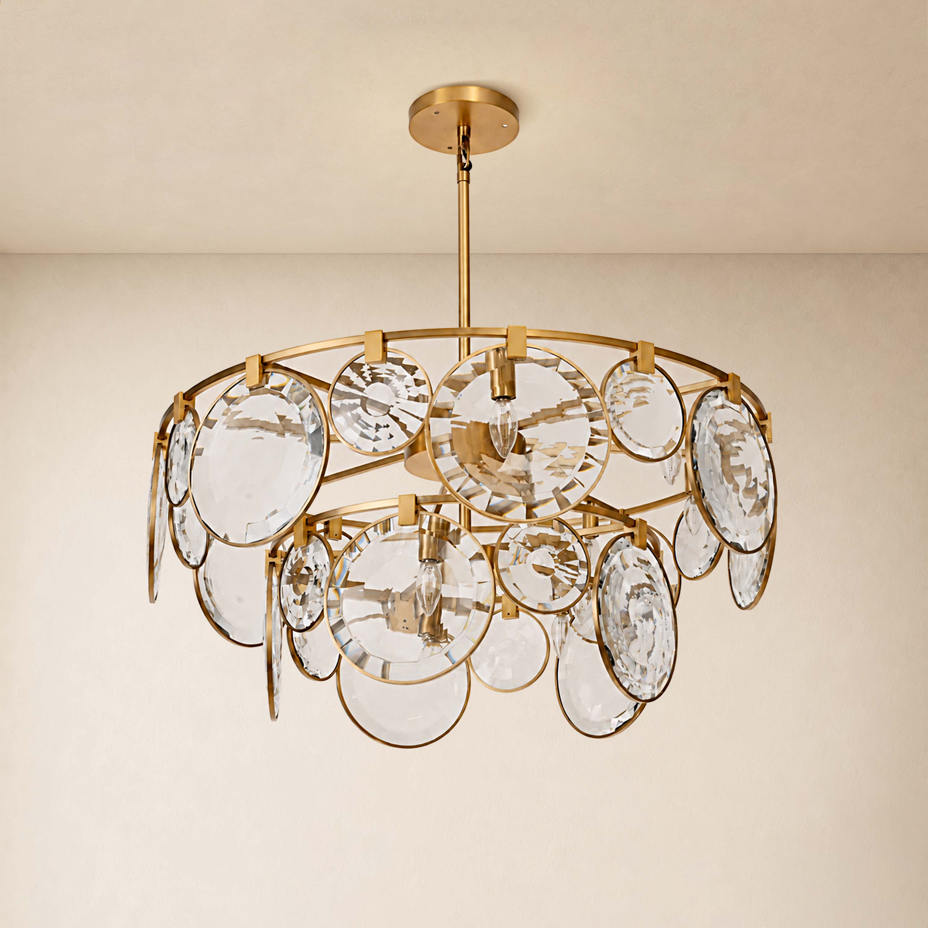 Lucentia Crystal Disc Round Chandelier 40"D