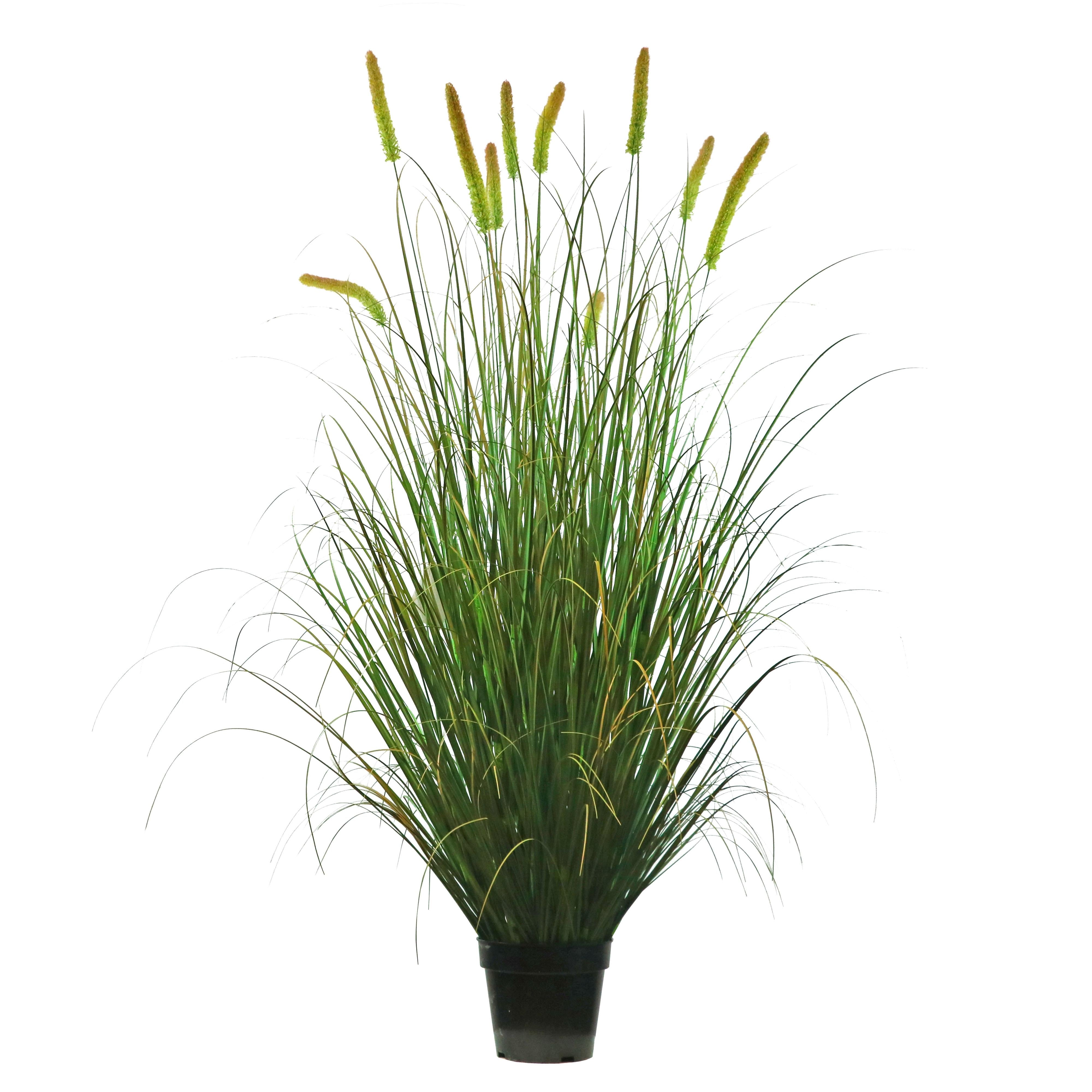 Artificial 10-Head Long Cat Tail with Curved Onion Grass Bonsai 7.9"H