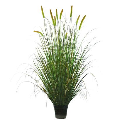 Artificial 10-Head Long Cat Tail with Curved Onion Grass Bonsai 7.9"H
