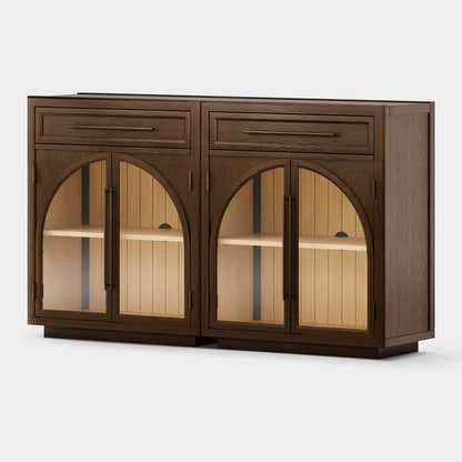 Alvar Arched 62.9" Oak Sideboard with Drawers(Set of 2)