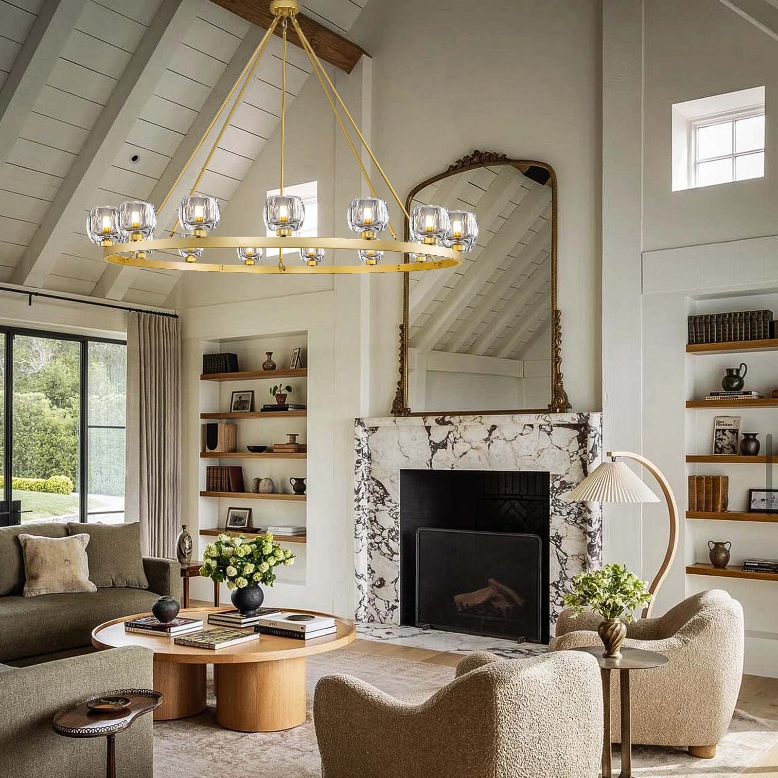 Vellum Crystal Round Chandelier 59"D