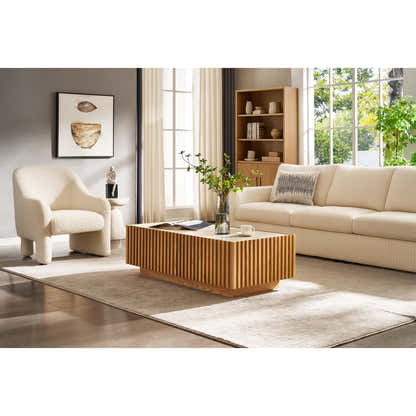 Isla Oak Sintered Stone Rectangle Coffee Table 120cm