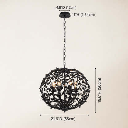 Elara Black Spherical Cage Chandelier 22"D