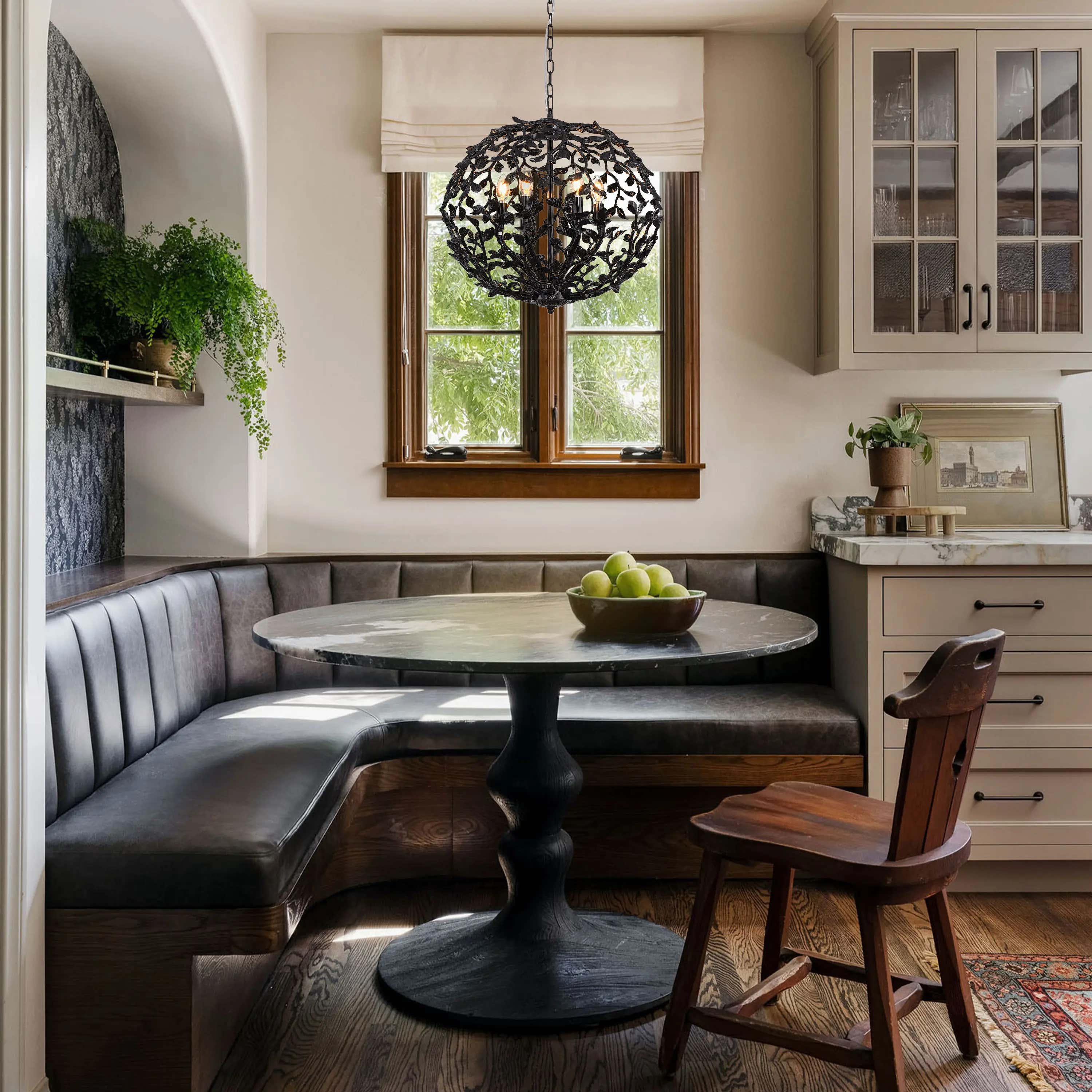 Elara Black Spherical Cage Chandelier 22"D