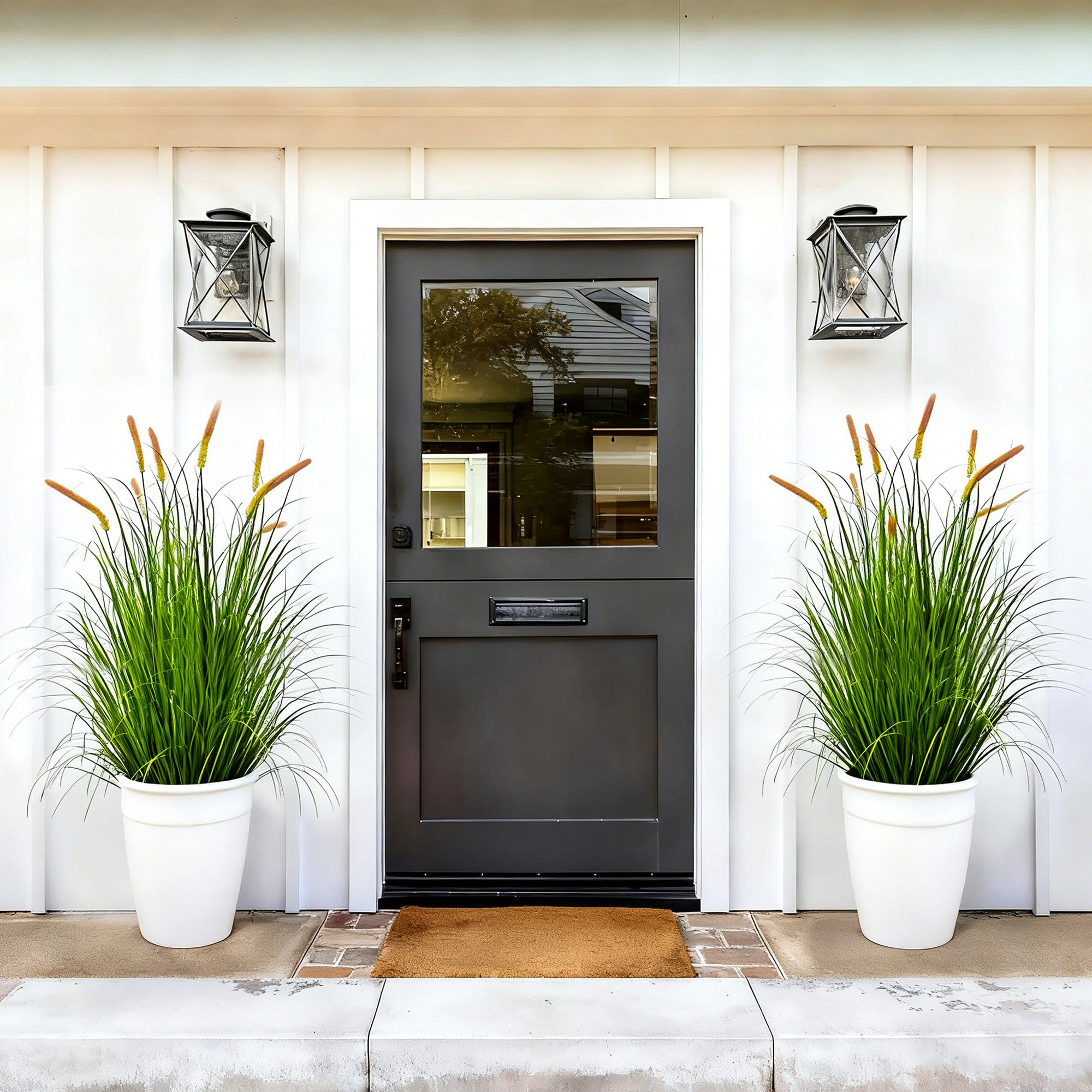 Artificial 8-Head Long Cat Tail with Curved Onion Grass Bonsai 140cm H