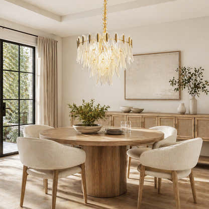 Marilyn Glass Feathers Round Chandelier