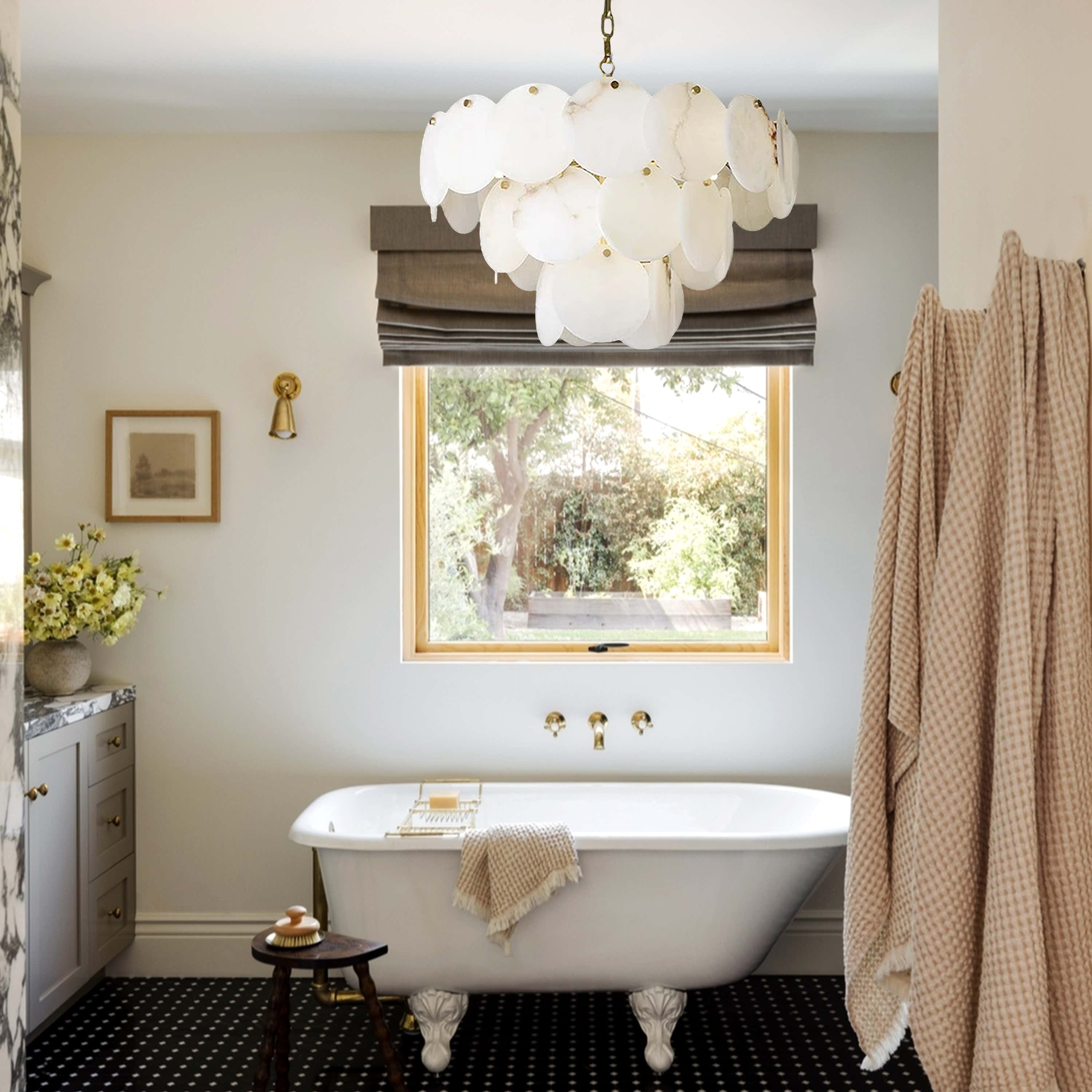 Egwent Alabaster Dish Magnolia Multi-Tiered Round Chandelier 23"D#Finish_Gold