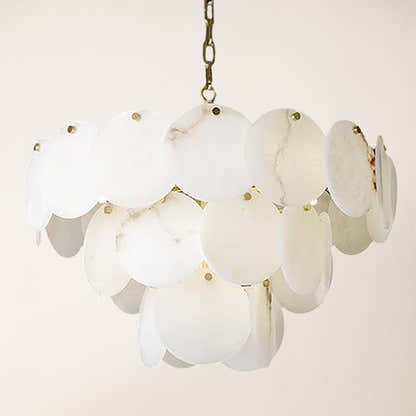 Egwent Alabaster Dish Magnolia Multi-Tiered Round Chandelier 23"D#Finish_Gold