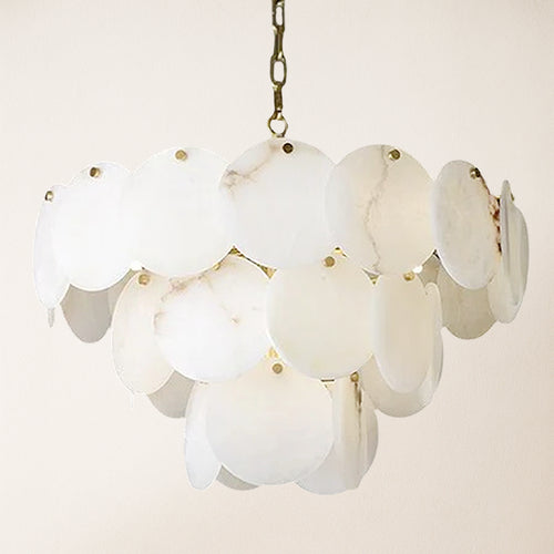 Egwent Alabaster Dish Magnolia Multi-Tiered Round Chandelier 23"D